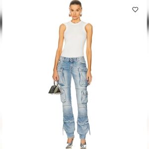 NWT The Attico Essie Long Pant Cargo Denim 25 in Sky Blue